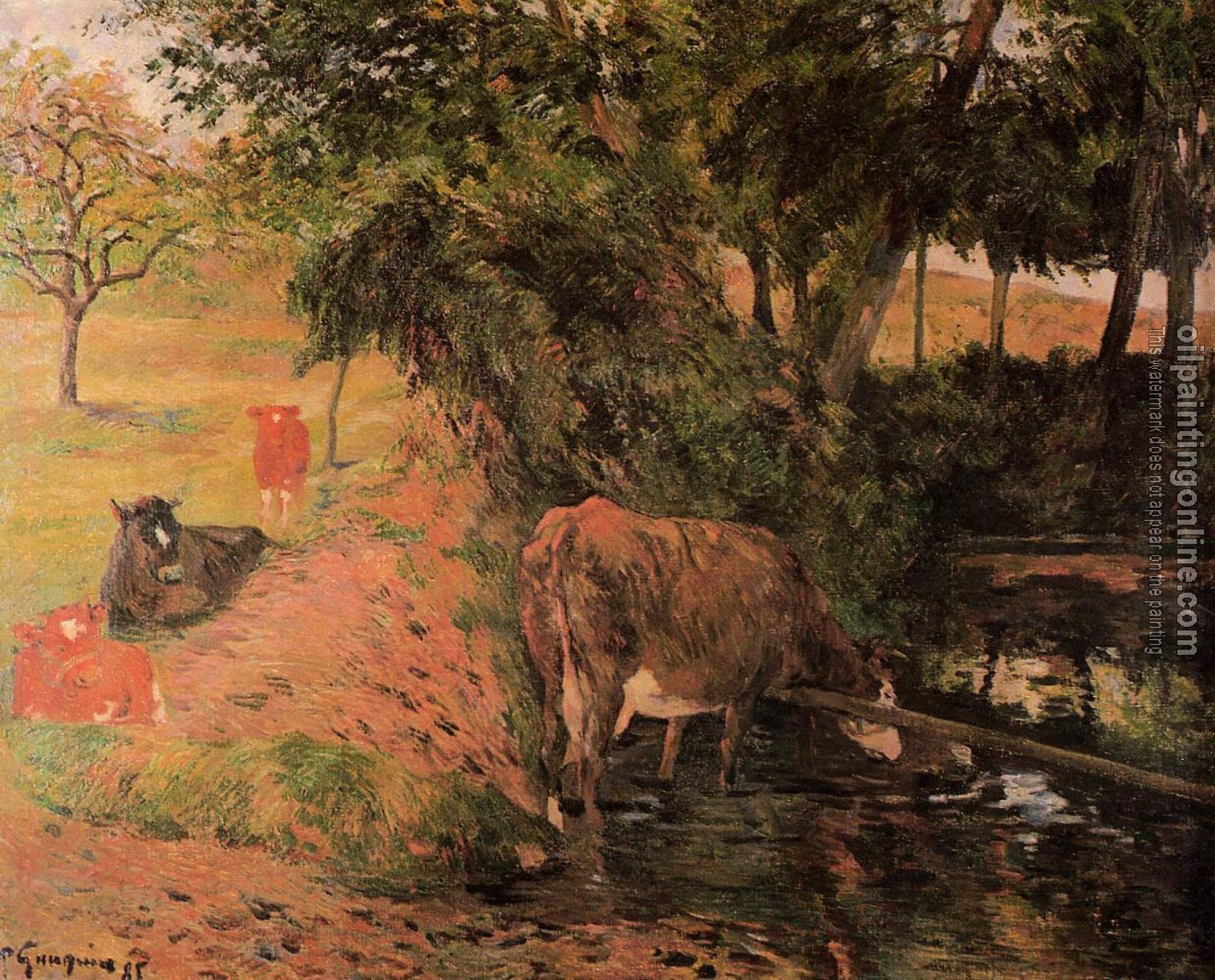 Gauguin, Paul - Landscape with Cows in an Orchard